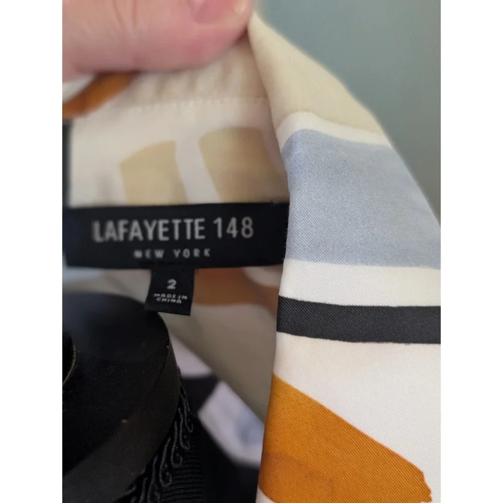 Lafayette 148 New York Rudy Abstract Mid Century Print Shift Dress Women's 2 EUC